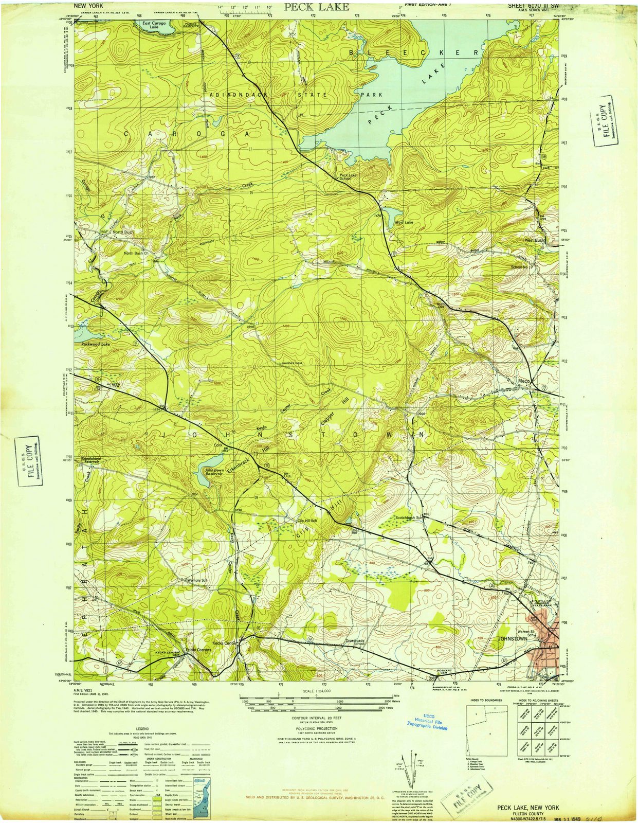 1946 Peck Lake, NY - New York - USGS Topographic Map