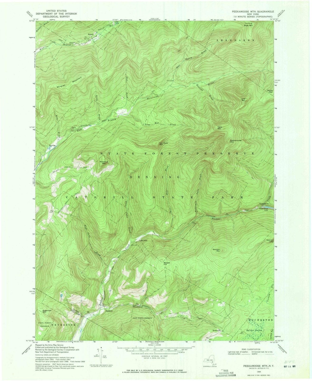 1969 Peekamoose MTN, NY - New York - USGS Topographic Map