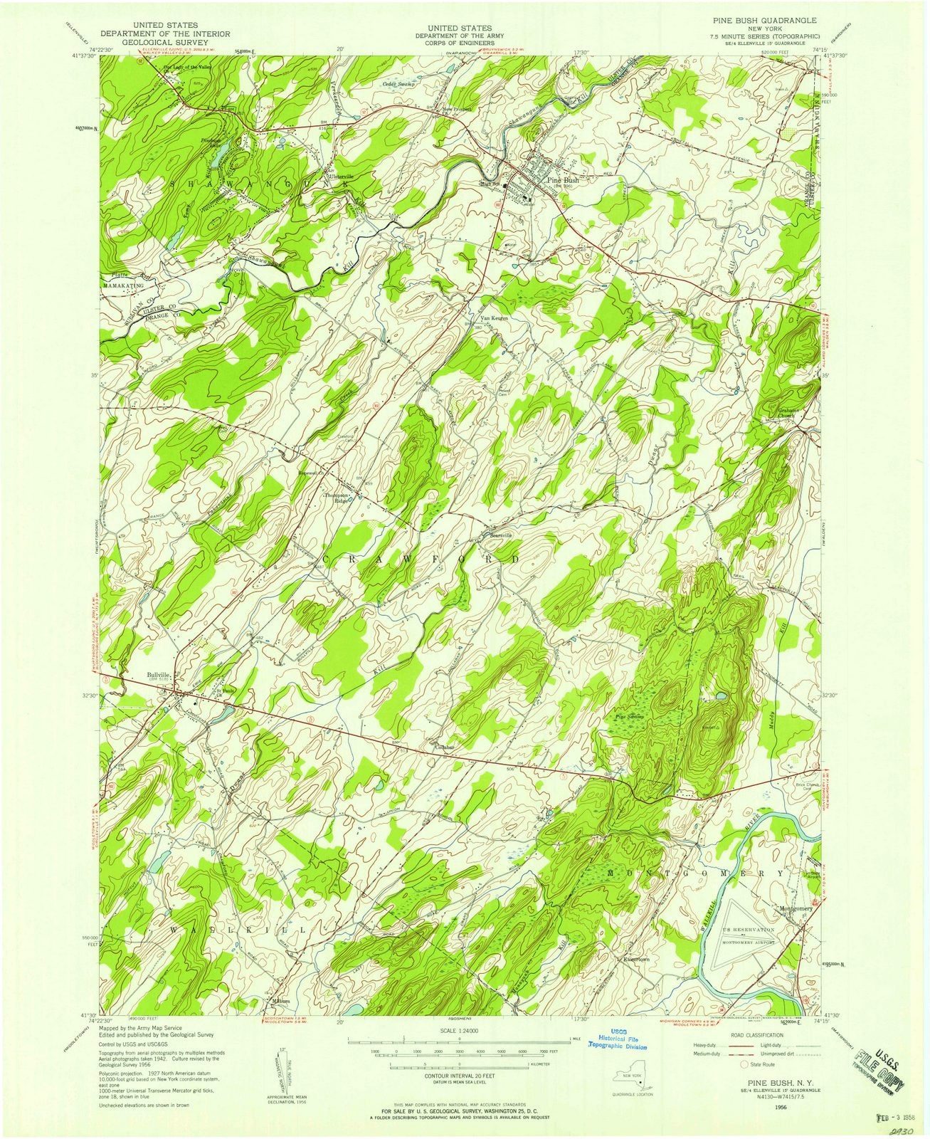 1956 Pine Bush, NY - New York - USGS Topographic Map