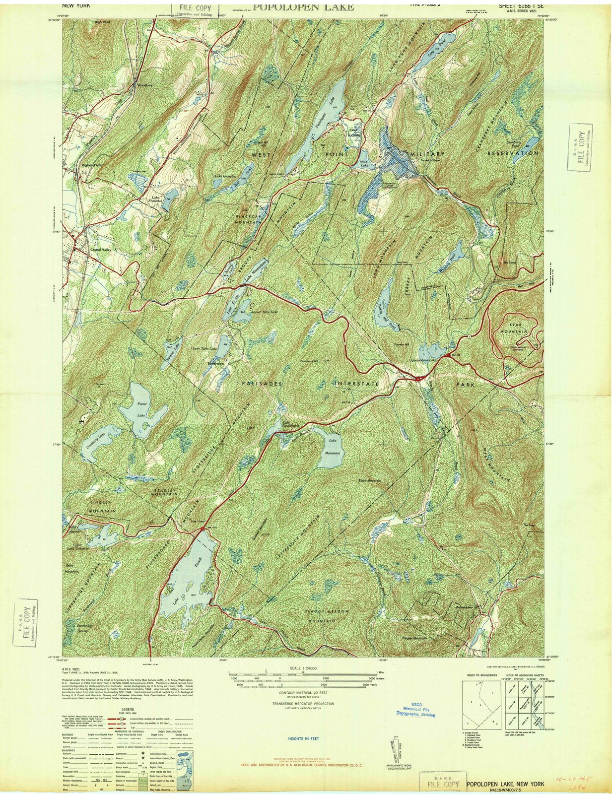 1946 Popolopen Lake, NY - New York - USGS Topographic Map