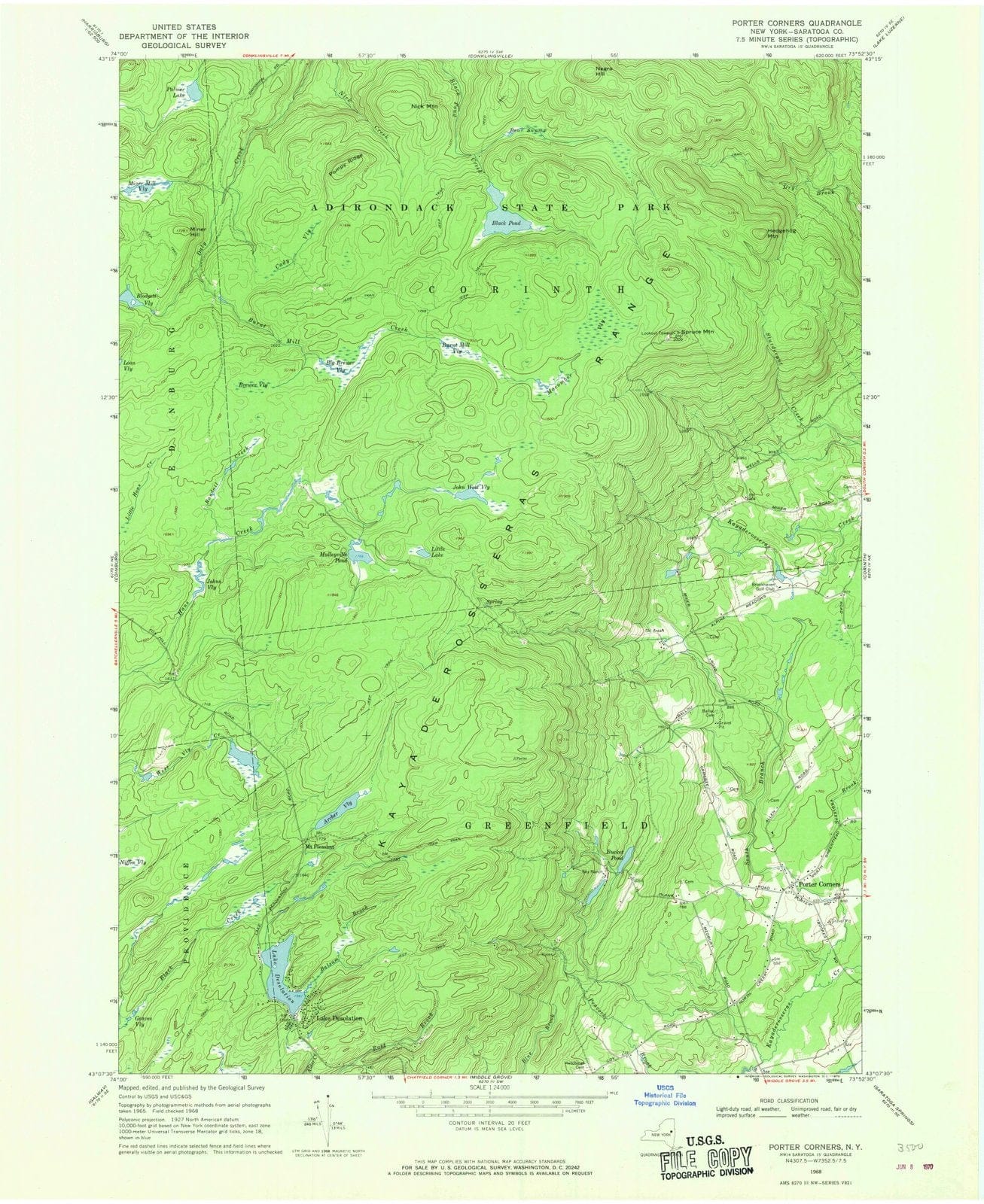 1968 Porter Corners, NY - New York - USGS Topographic Map