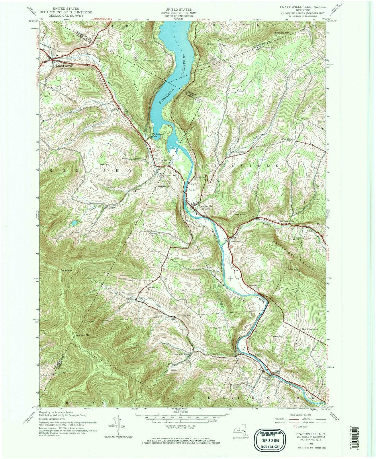 1945 Prattsville, NY - New York - USGS Topographic Map