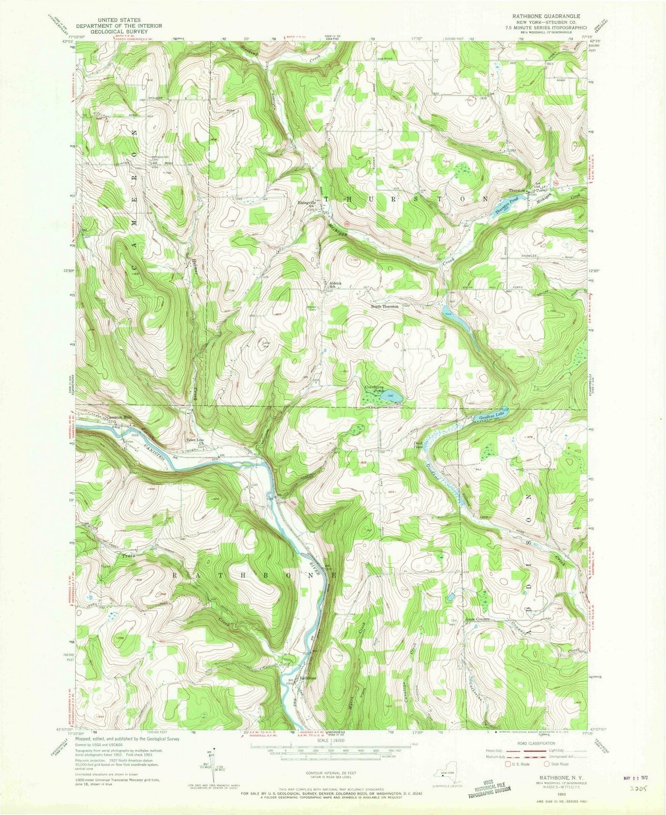 1953 Rathbone, NY - New York - USGS Topographic Map