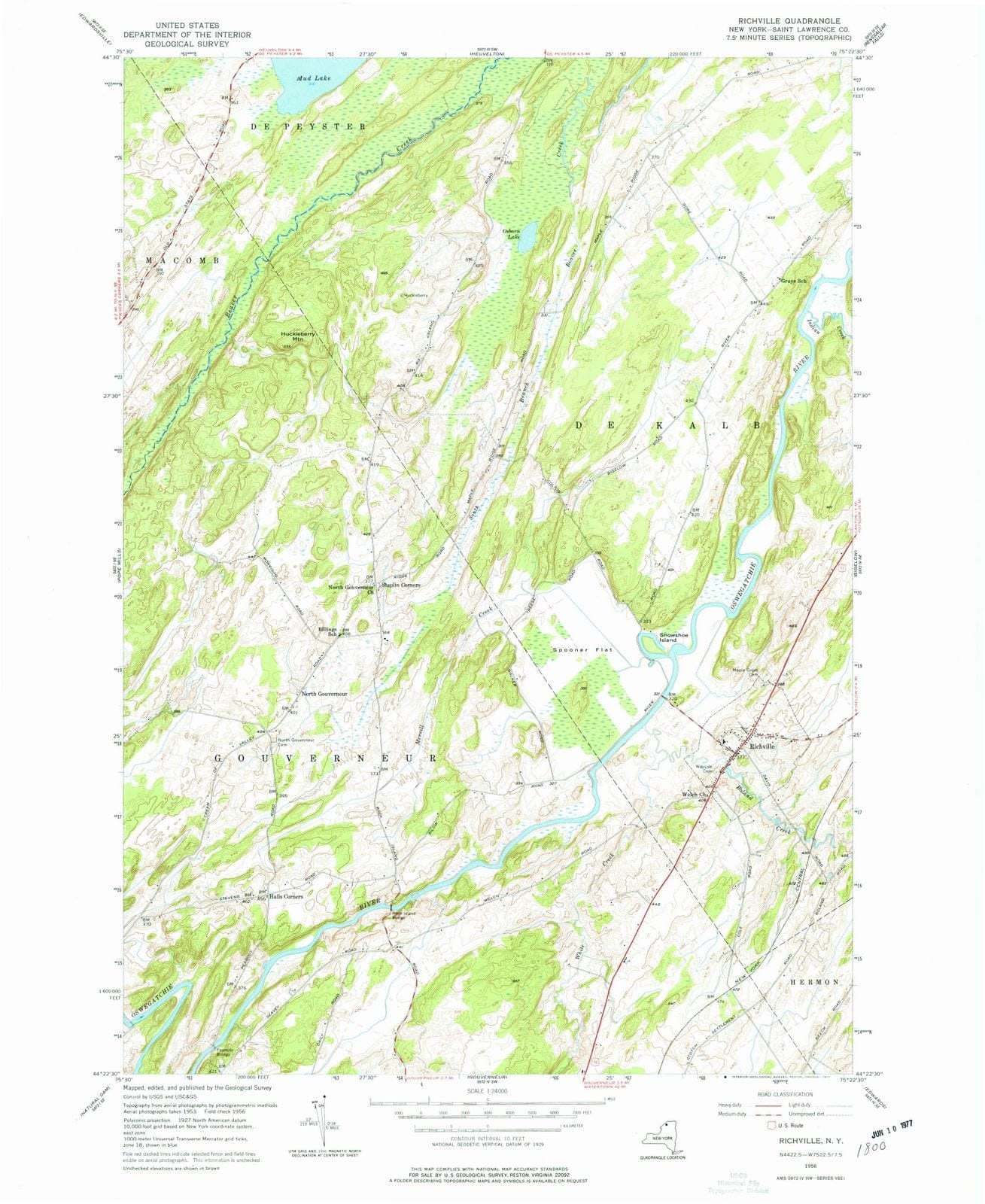 1956 Richville, NY - New York - USGS Topographic Map