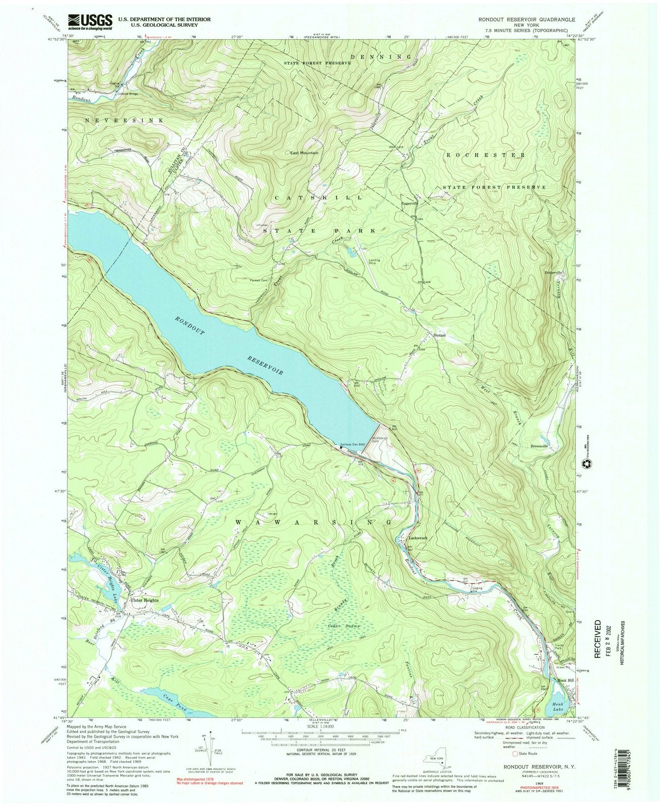 1969 Rondout Reservior, NY - New York - USGS Topographic Map