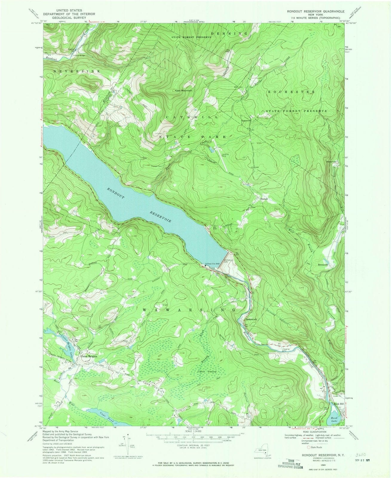 1969 Rondout Reservoir, NY - New York - USGS Topographic Map