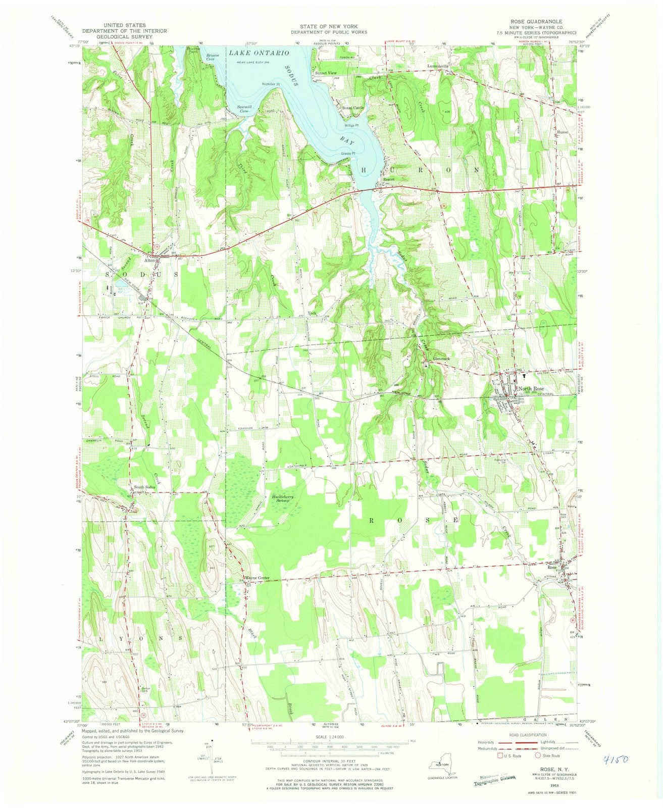 1953 Rose, NY - New York - USGS Topographic Map