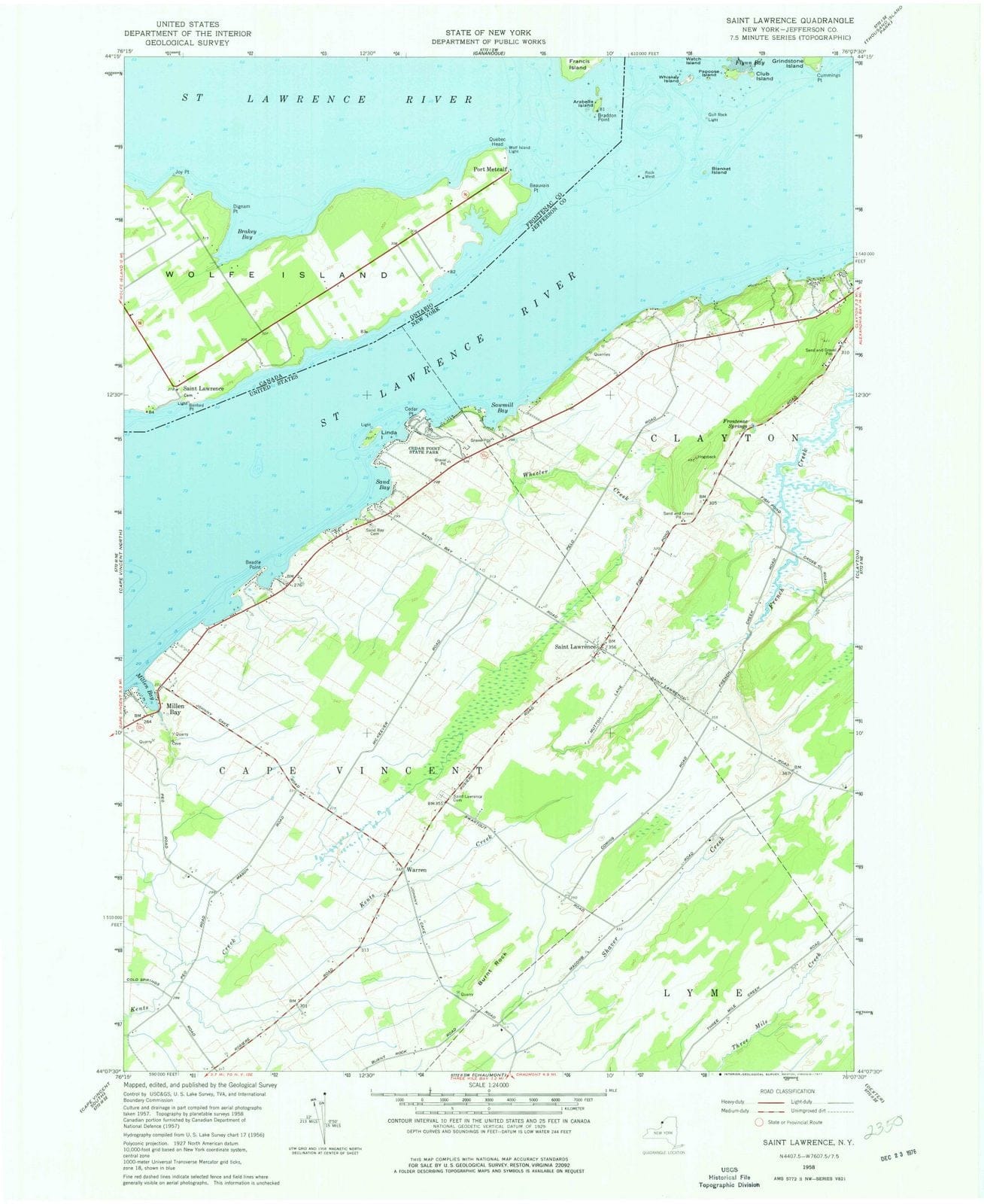 1958 Saint Lawrence, NY - New York - USGS Topographic Map