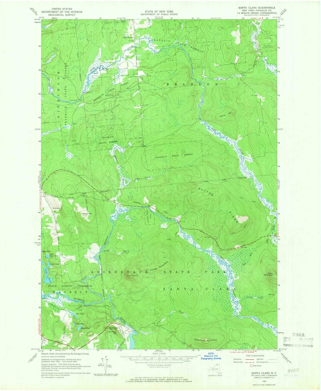 1964 Santa Clara, NY - New York - USGS Topographic Map