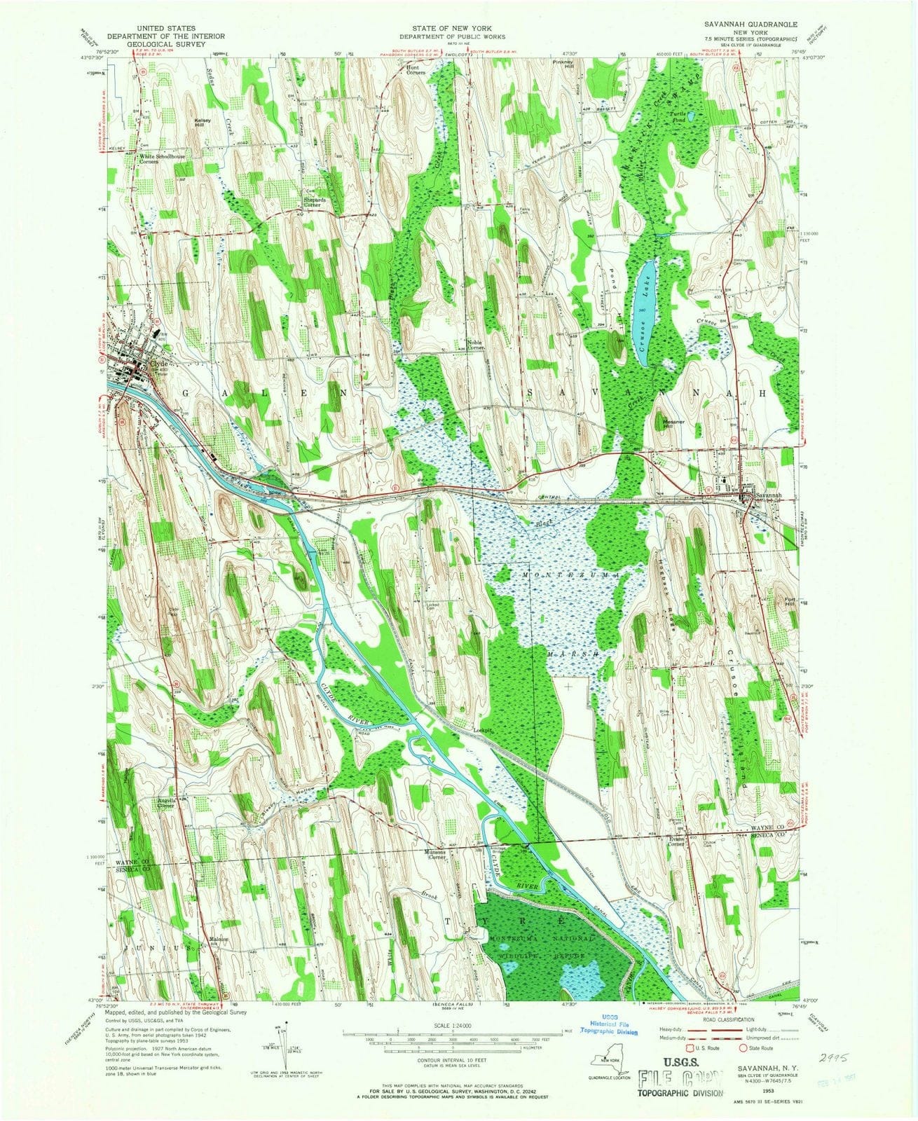 1953 Savannah, NY - New York - USGS Topographic Map