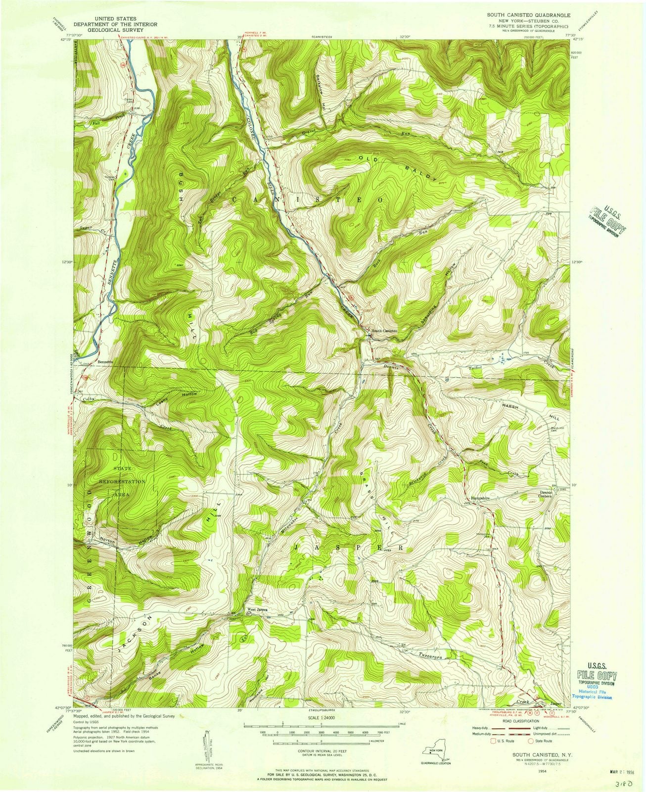 1954 South Canisteo, NY - New York - USGS Topographic Map