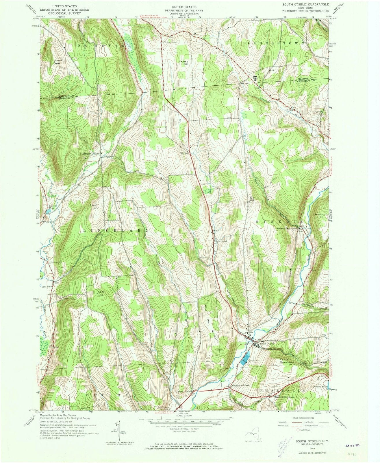 1943 South Ostelic, NY - New York - USGS Topographic Map
