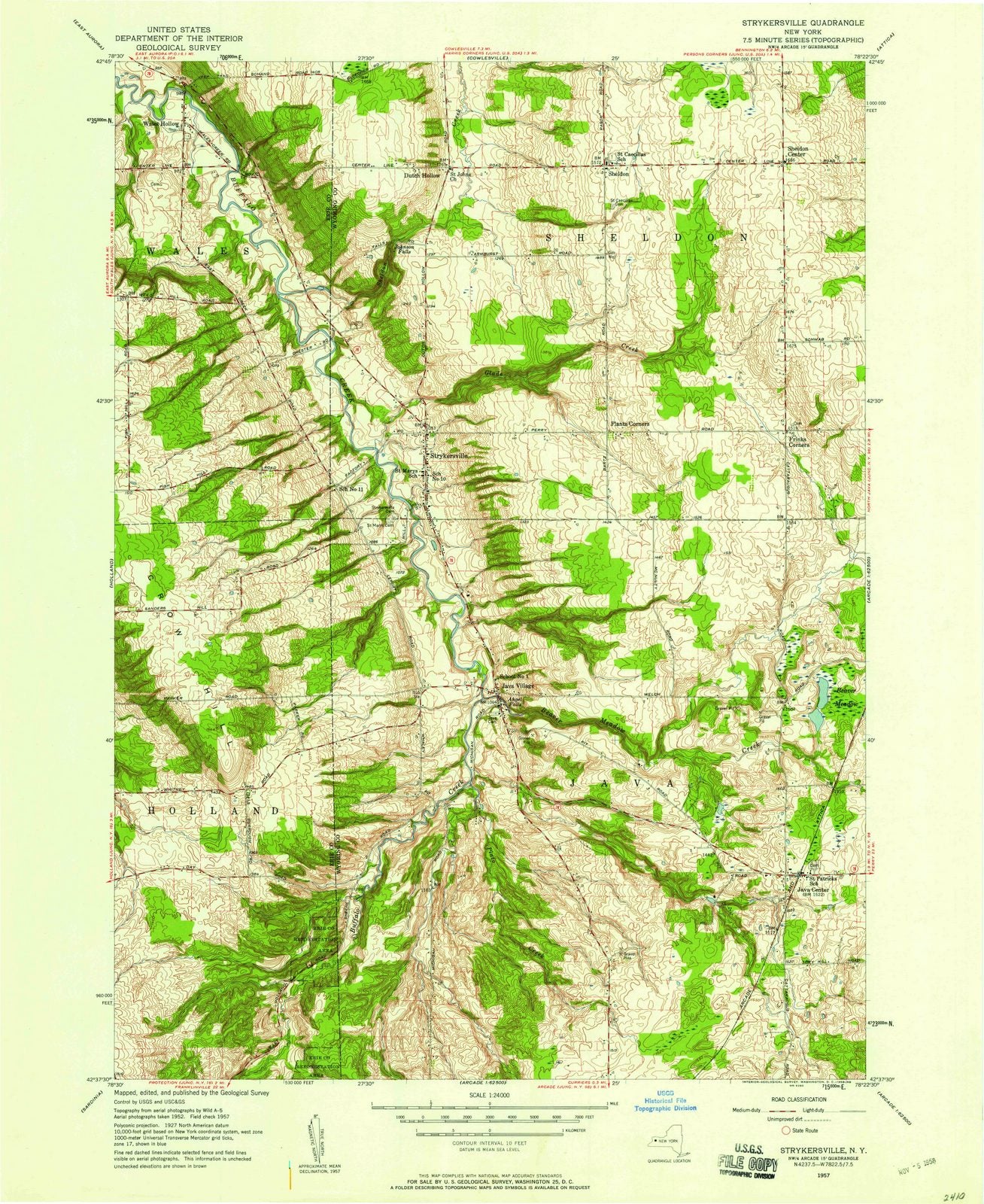 1957 Strykersville, NY - New York - USGS Topographic Map