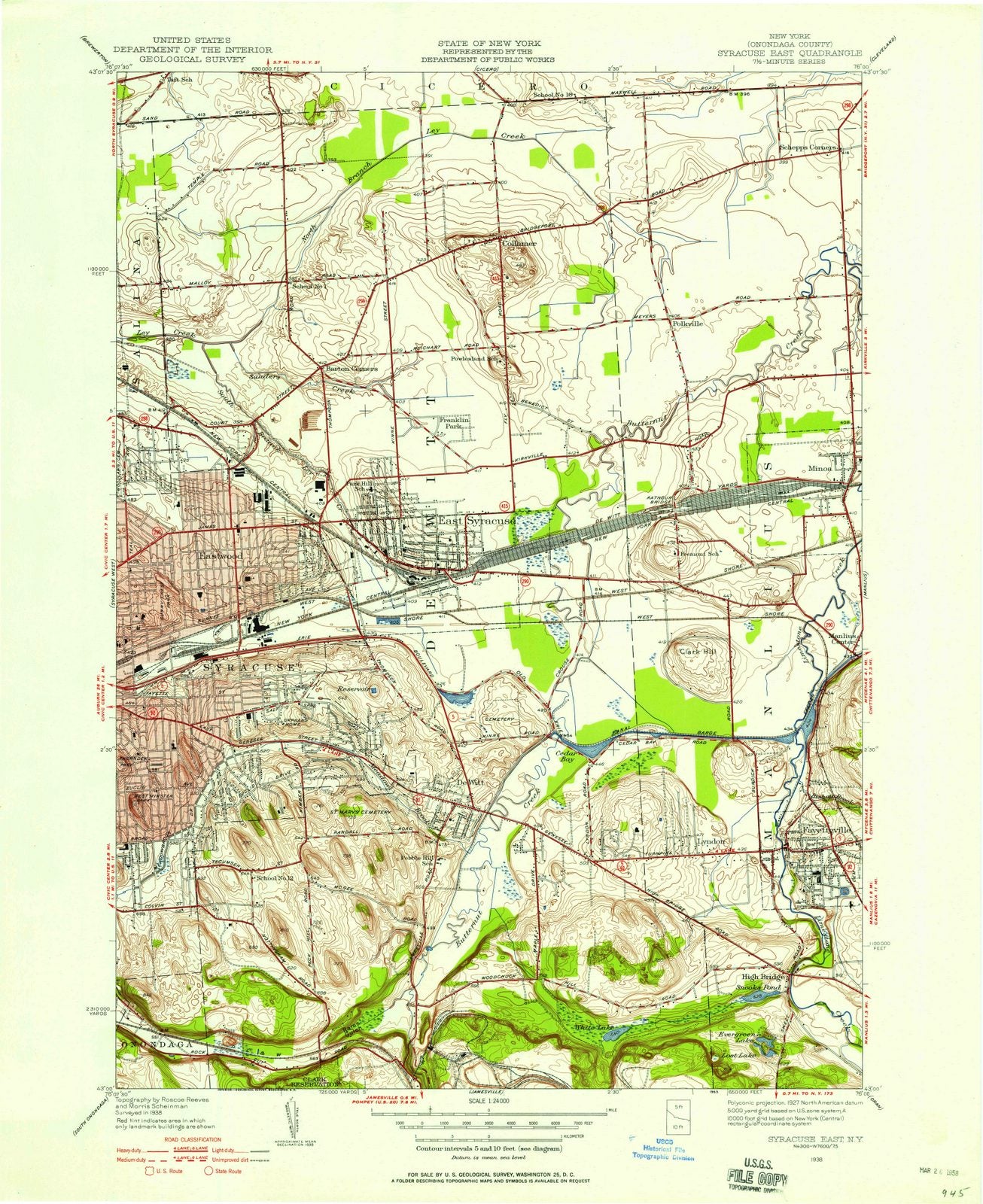 1938 Syracuse East, NY - New York - USGS Topographic Map