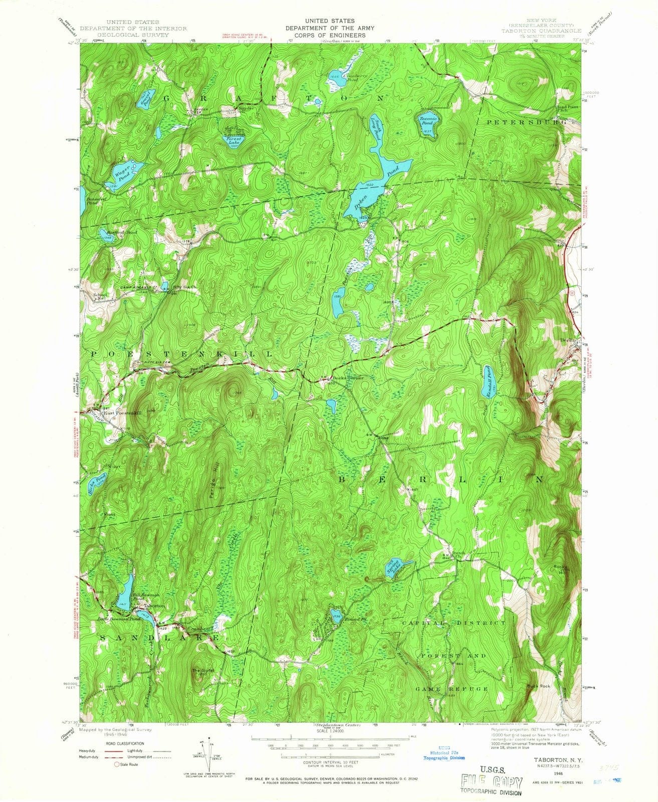 1946 Taborton, NY - New York - USGS Topographic Map