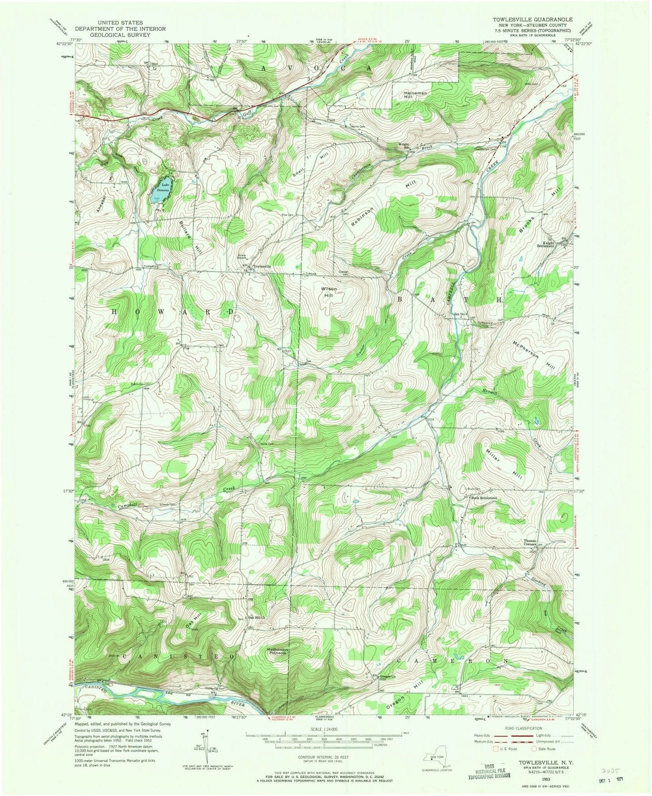1953 Towlesville, NY - New York - USGS Topographic Map