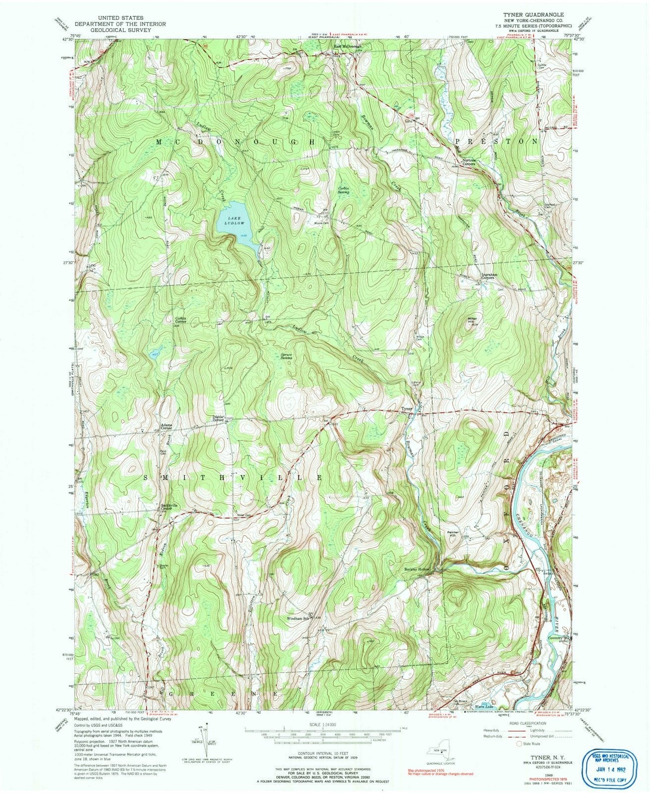 1949 Tyner, NY - New York - USGS Topographic Map