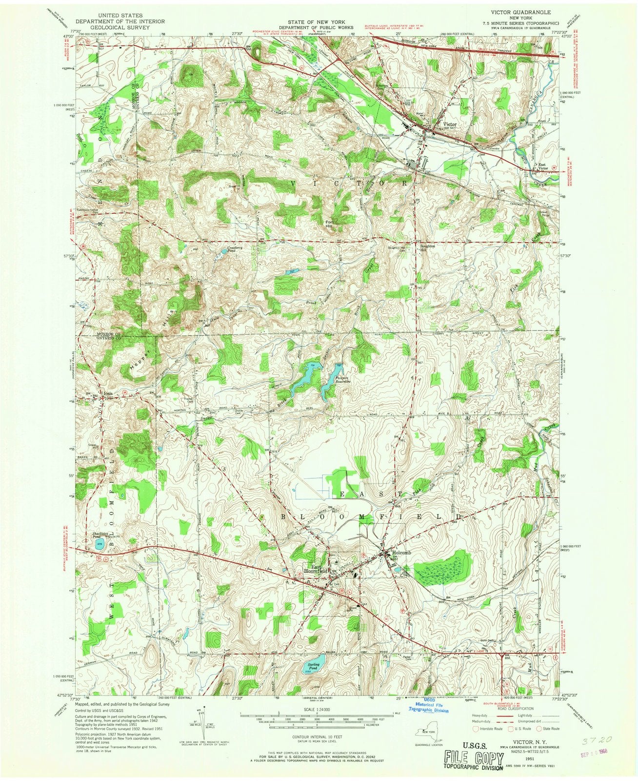 1951 Victor, NY - New York - USGS Topographic Map