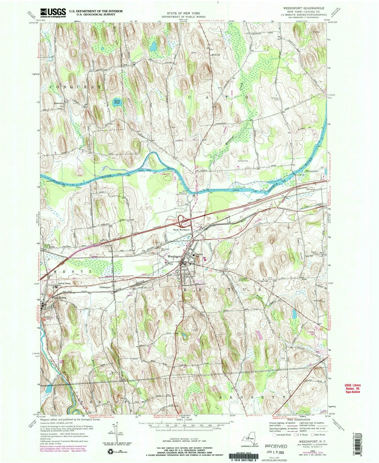 1954 Weedsport, NY - New York - USGS Topographic Map