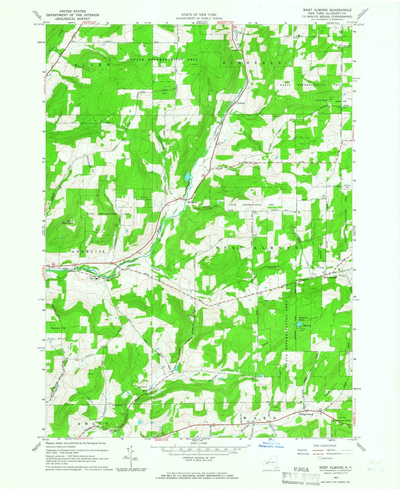 1964 West Almond, NY - New York - USGS Topographic Map