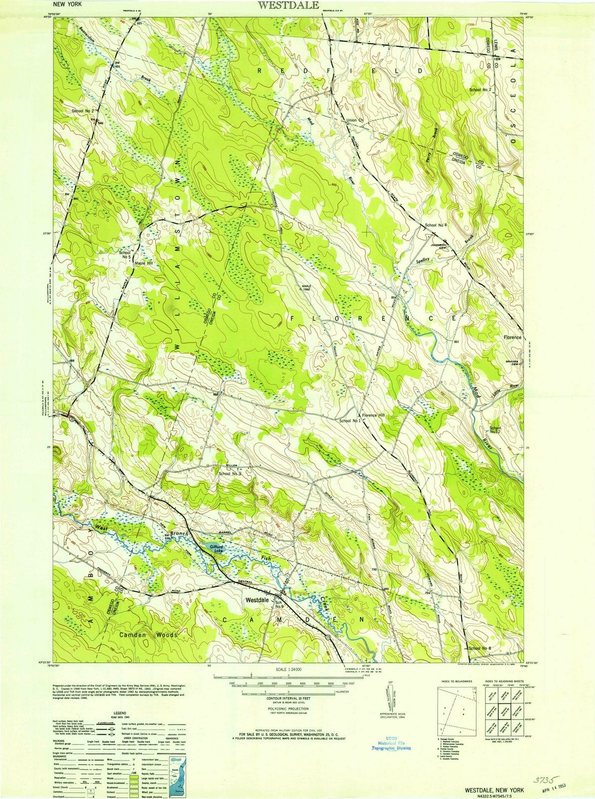 1946 Westdale, NY - New York - USGS Topographic Map