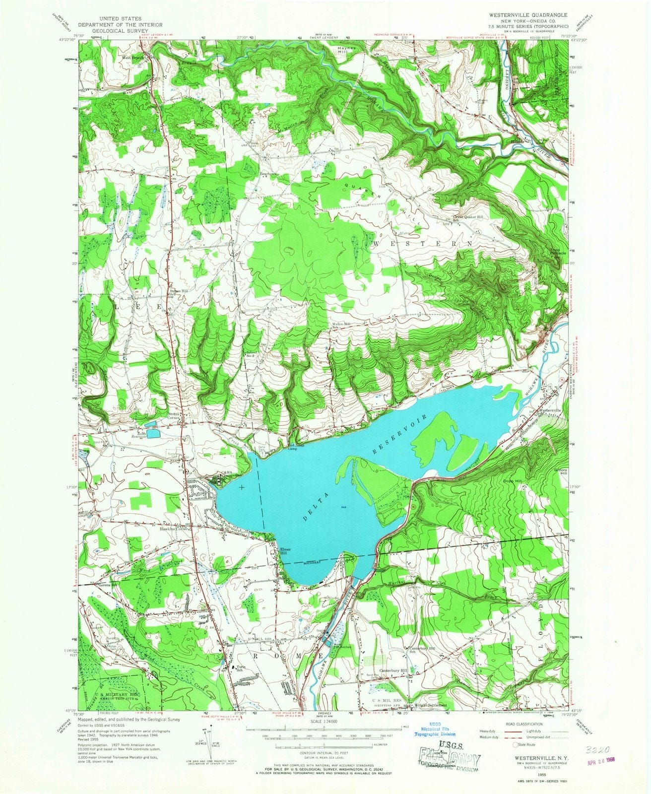 1955 Westernville, NY - New York - USGS Topographic Map