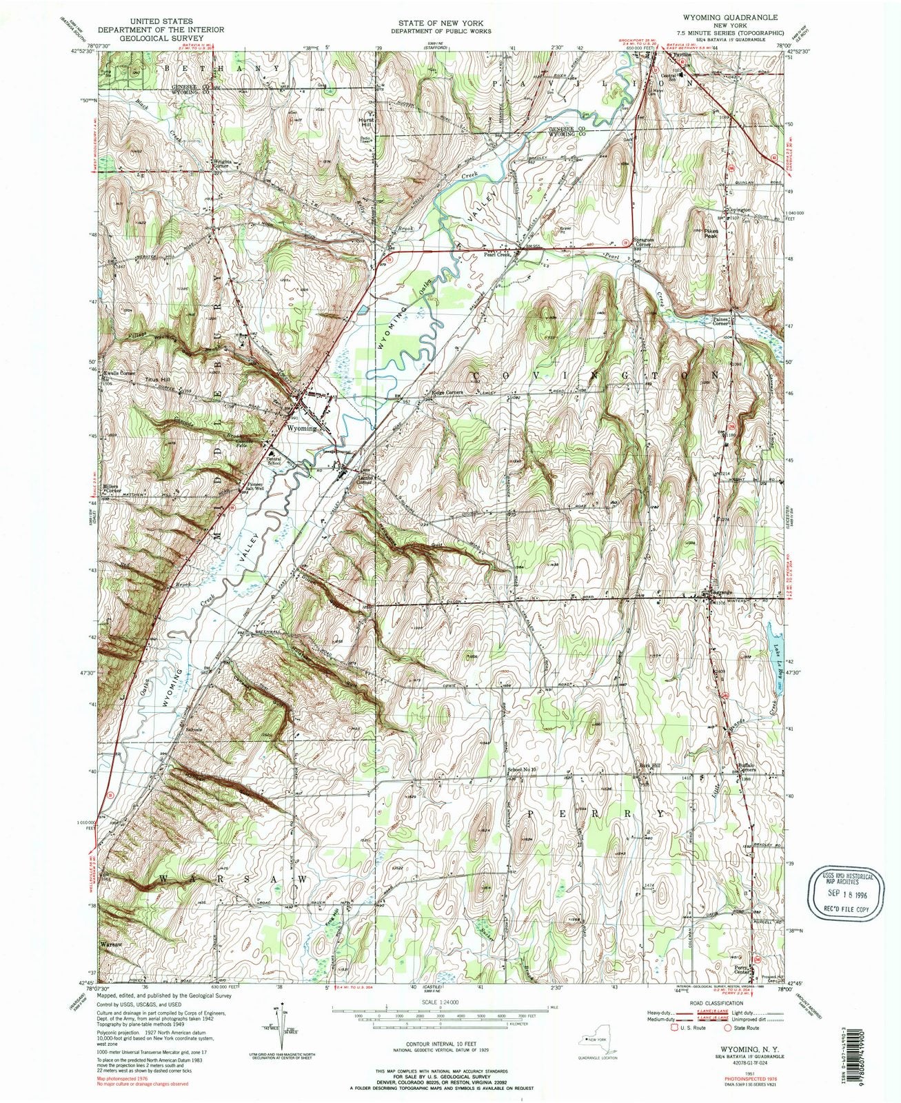 1951 Wyoming, NY - New York - USGS Topographic Map
