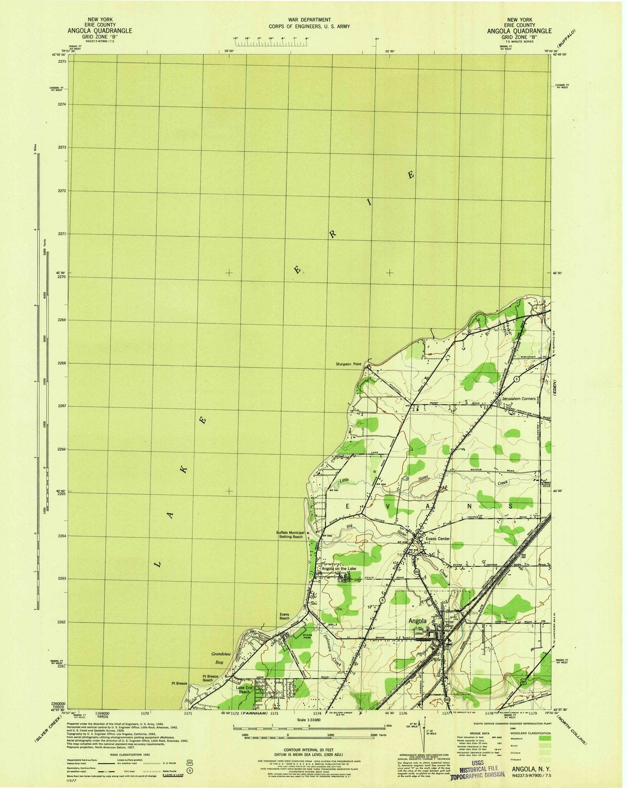 1944 Angola, NY - New York - USGS Topographic Map