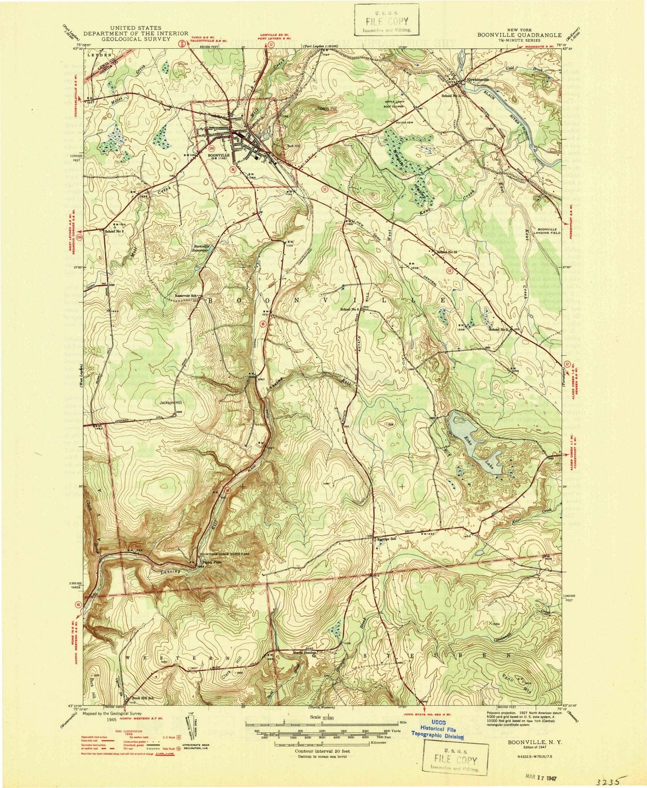 1947 Boonville, NY - New York - USGS Topographic Map
