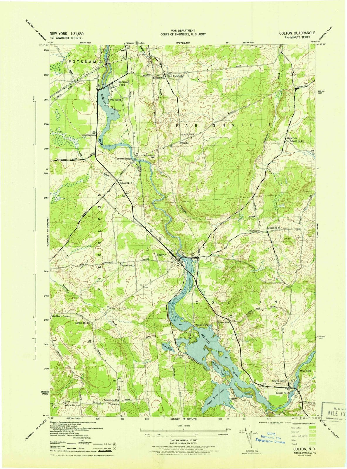 1943 Colton, NY - New York - USGS Topographic Map v2