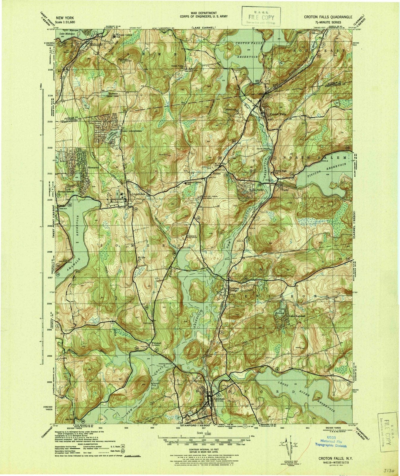1944 Croton Falls, NY - New York - USGS Topographic Map v2