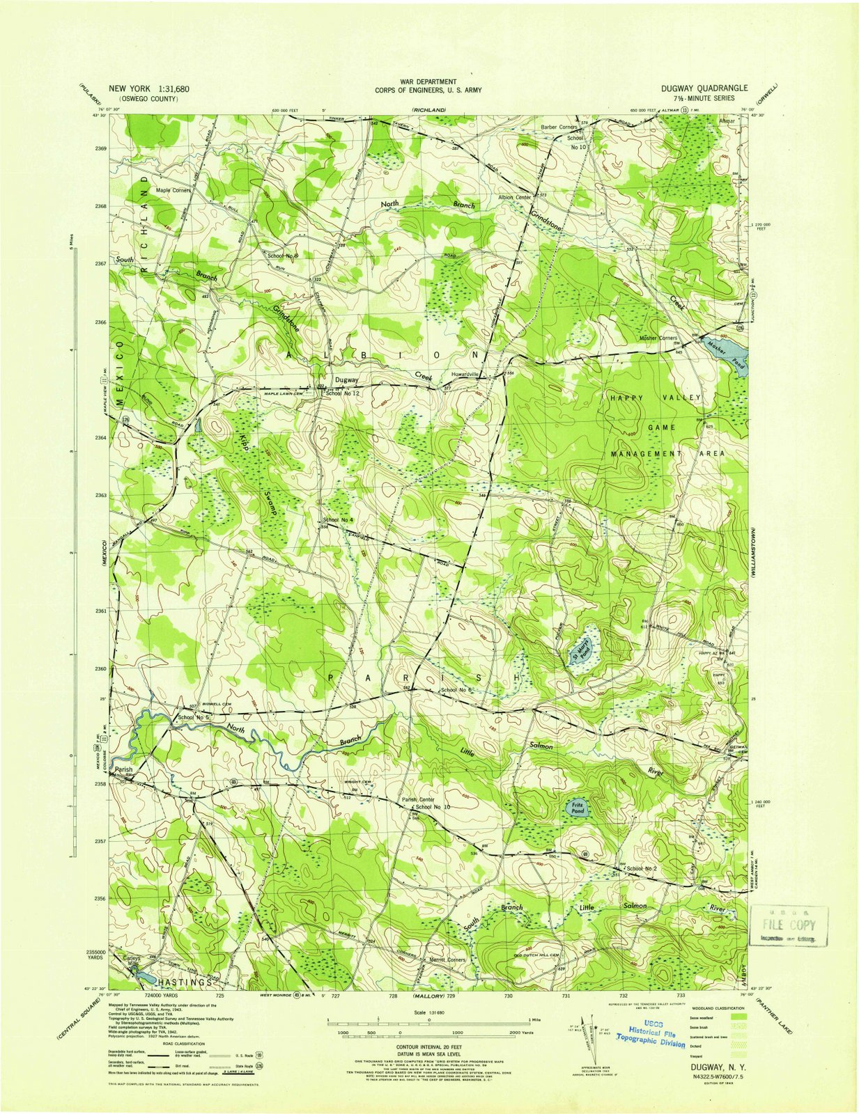 1943 Dugway, NY - New York - USGS Topographic Map