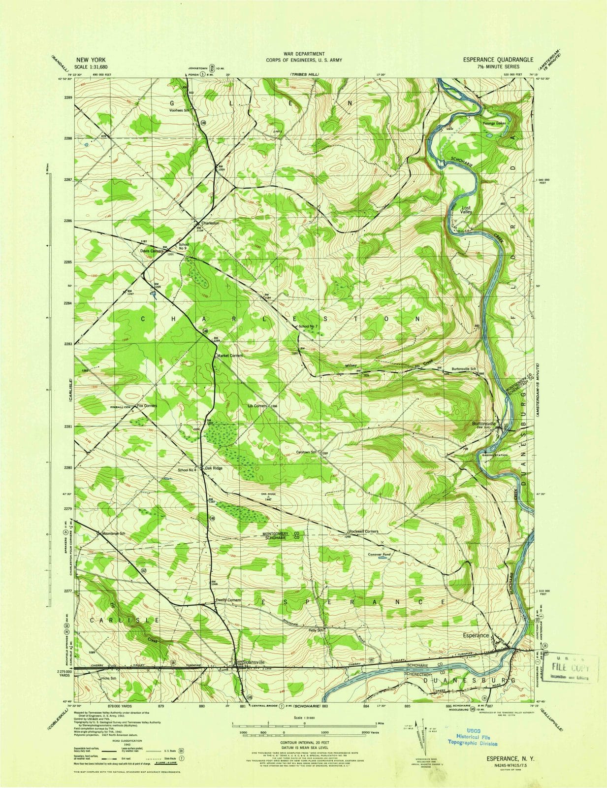 1946 Esperance, NY - New York - USGS Topographic Map