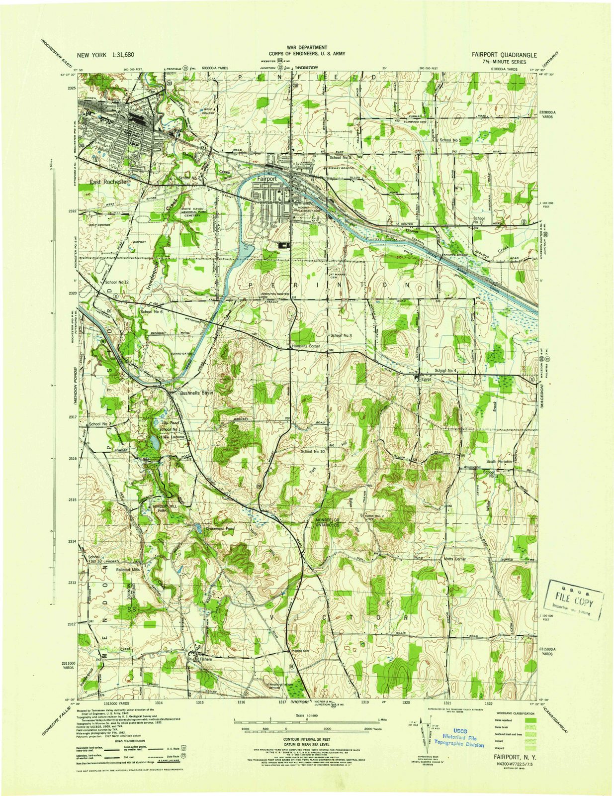 1943 Fairport, NY - New York - USGS Topographic Map