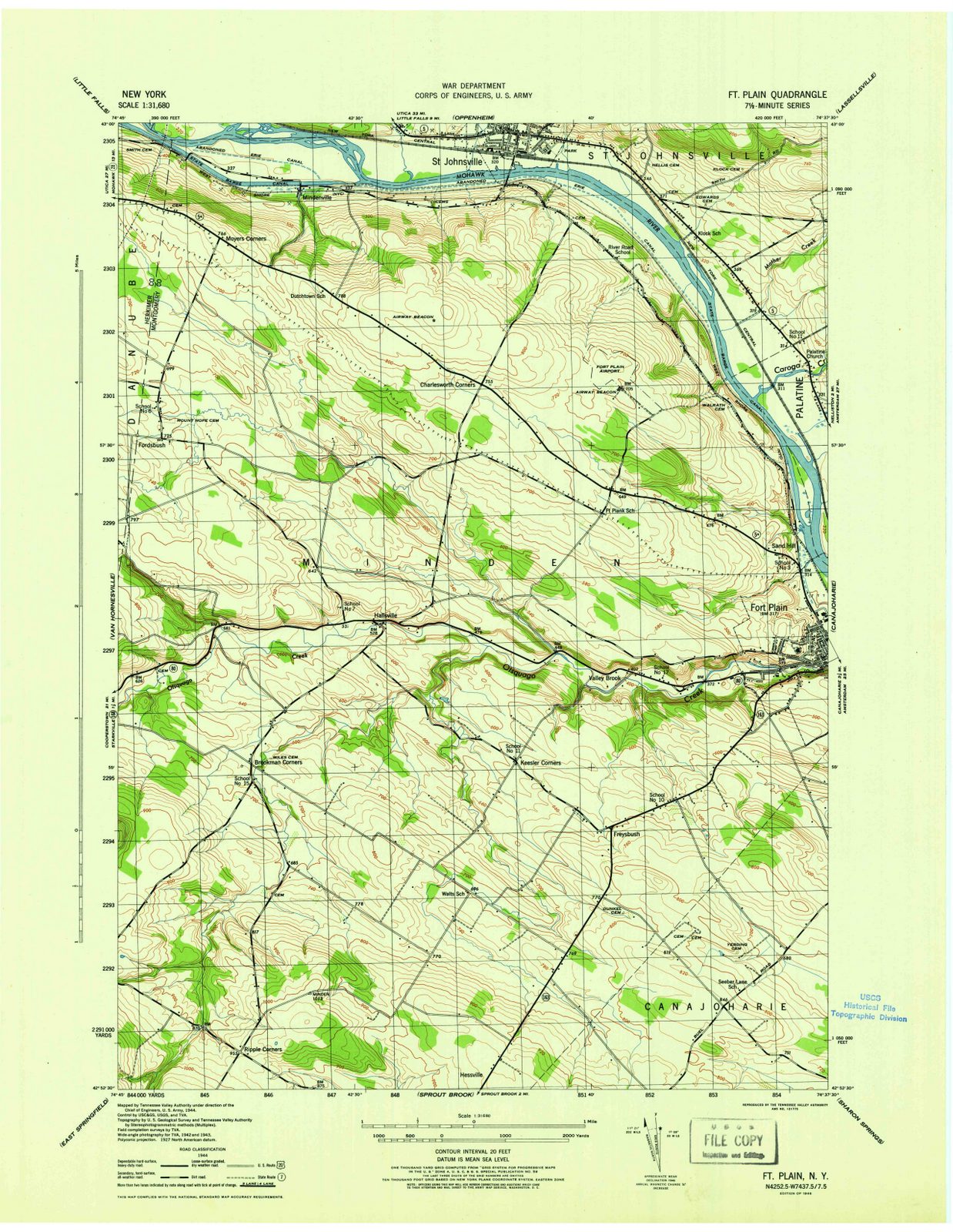1946 Fort Plain, NY - New York - USGS Topographic Map