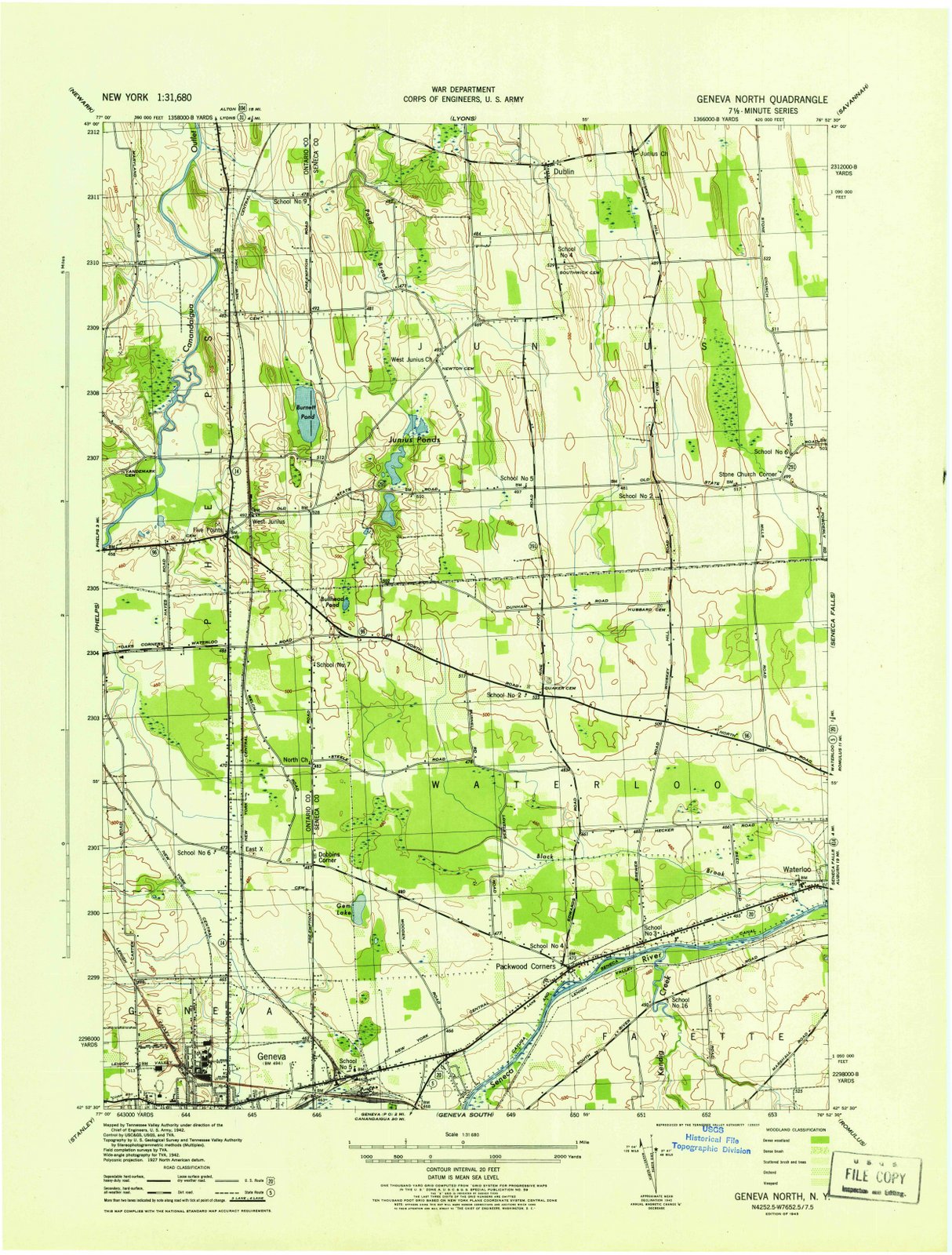 1943 Geneva, NY - New York - USGS Topographic Map
