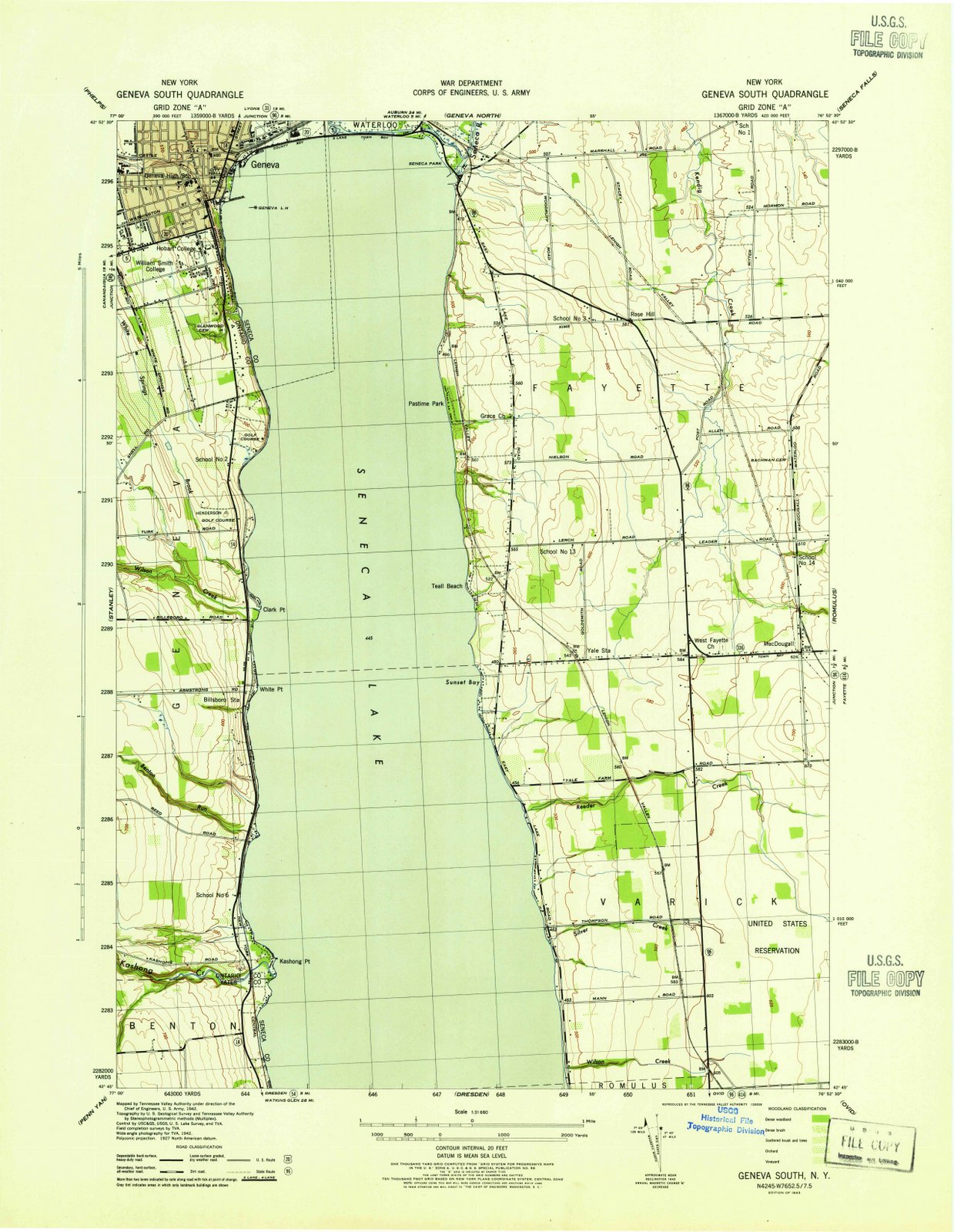 1943 Geneva, NY - New York - USGS Topographic Map v2