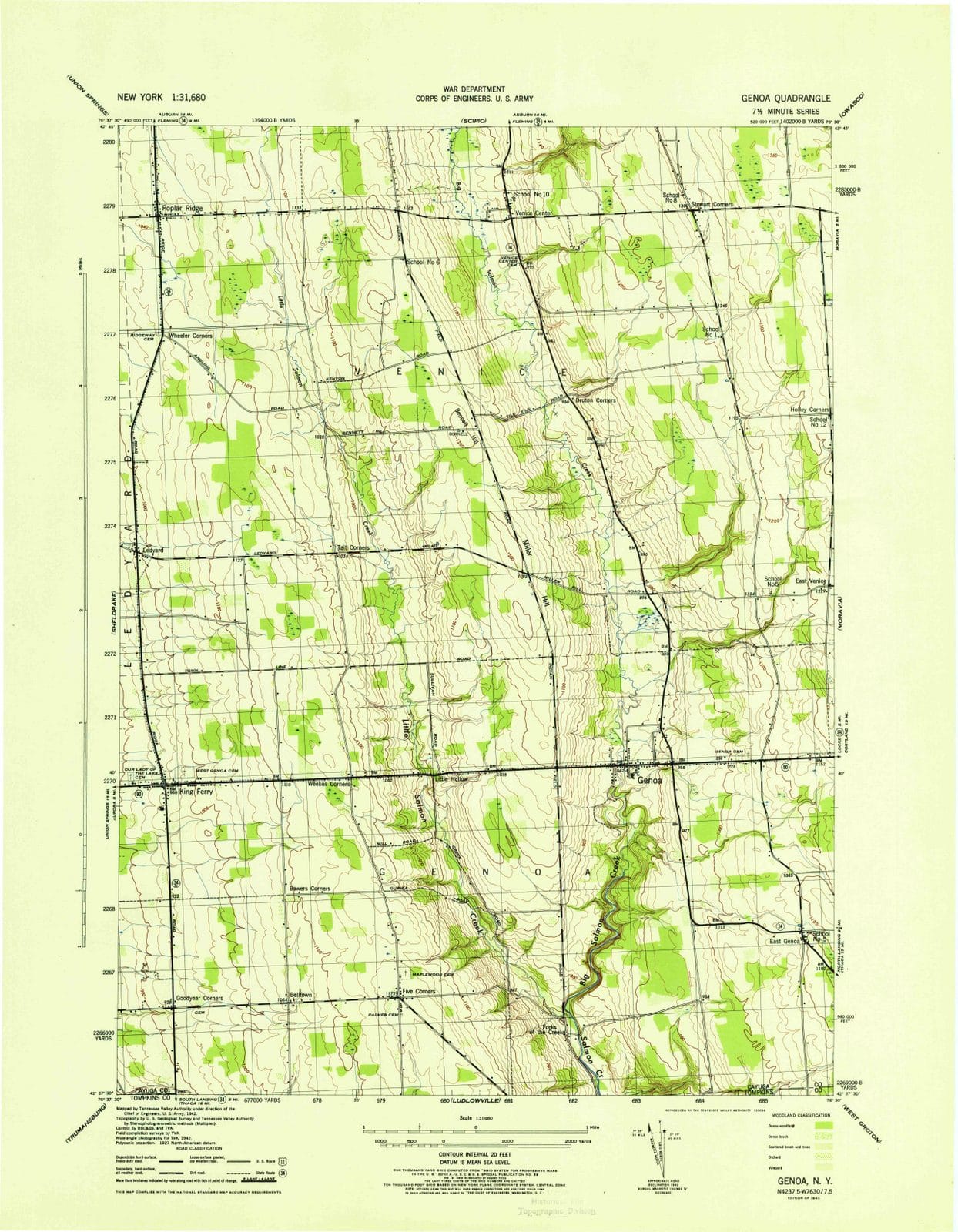 1943 Genoa, NY - New York - USGS Topographic Map