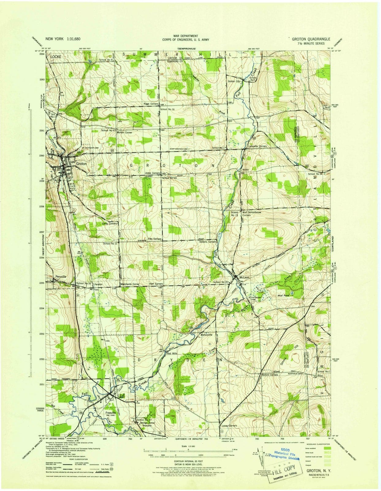 1943 Groton, NY - New York - USGS Topographic Map