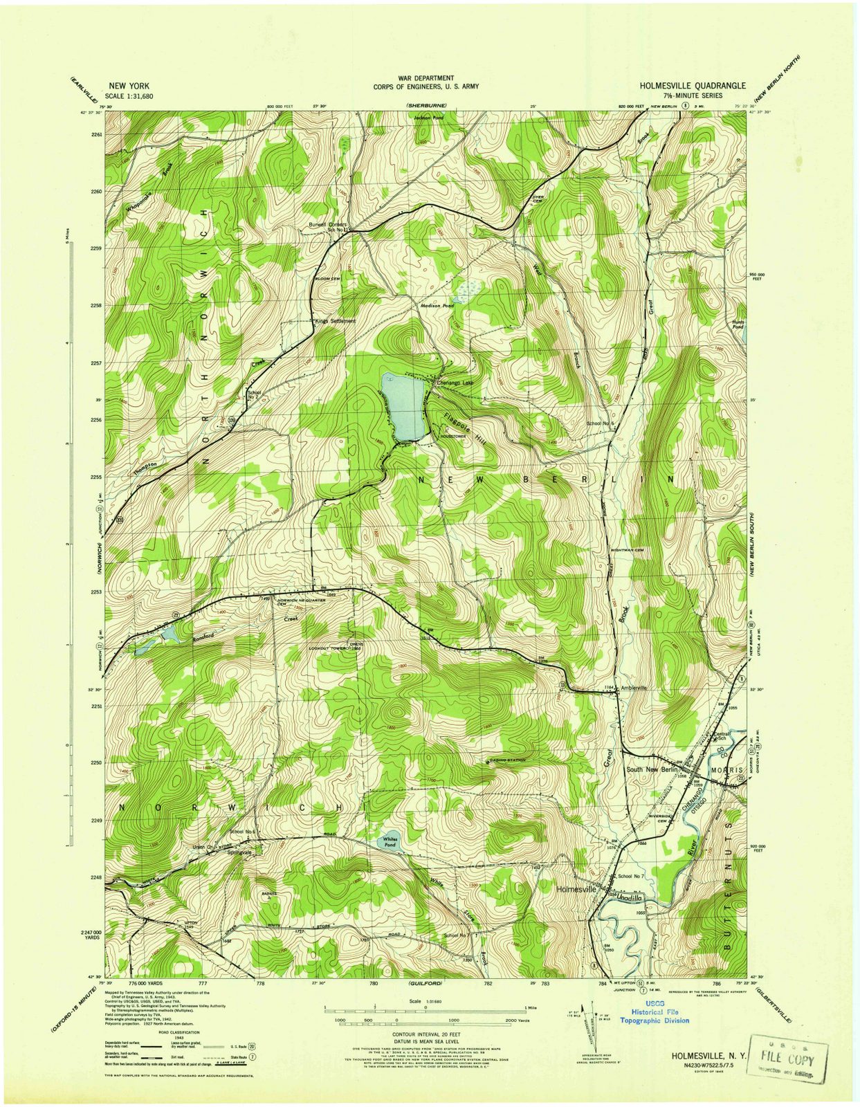 1945 Holmesville, NY - New York - USGS Topographic Map