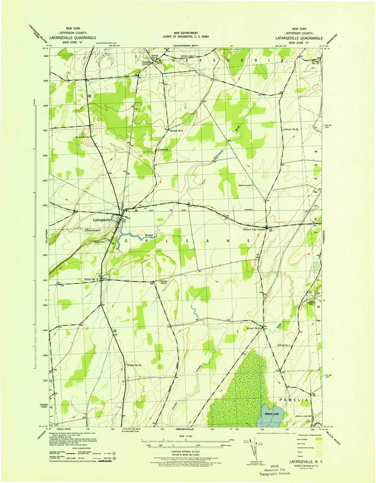 1943 Lafargeville, NY - New York - USGS Topographic Map