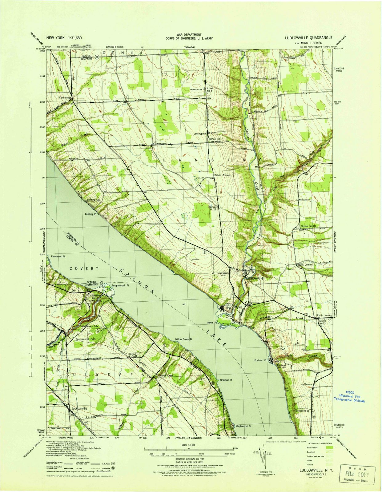 1943 Ludlowville, NY - New York - USGS Topographic Map