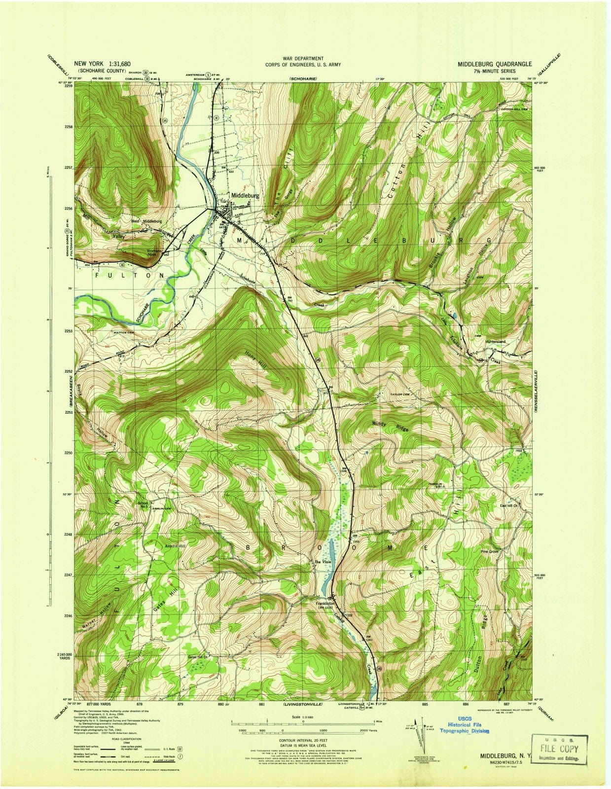 1946 Middleburgh, NY - New York - USGS Topographic Map