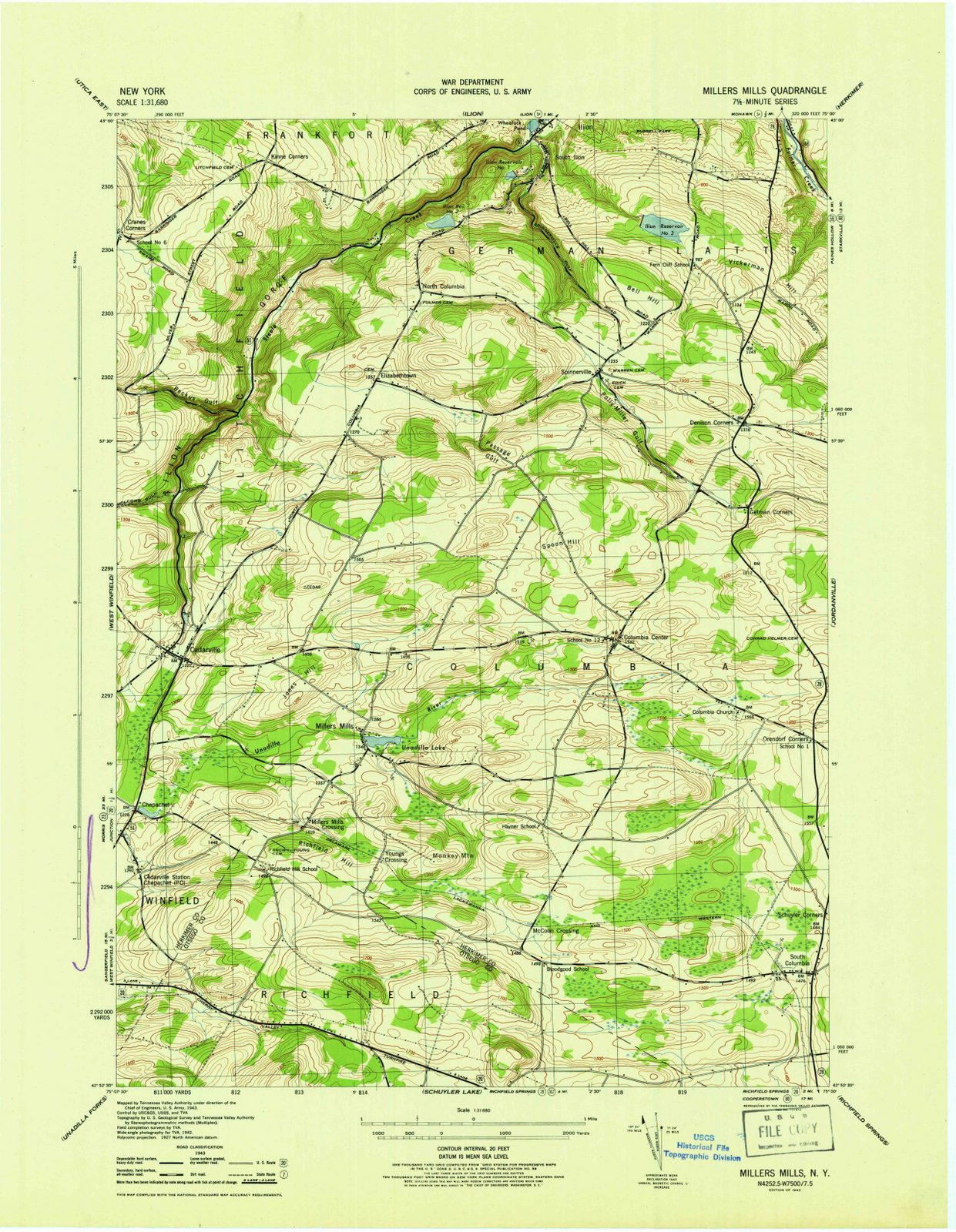 1945 Millers Mills, NY - New York - USGS Topographic Map