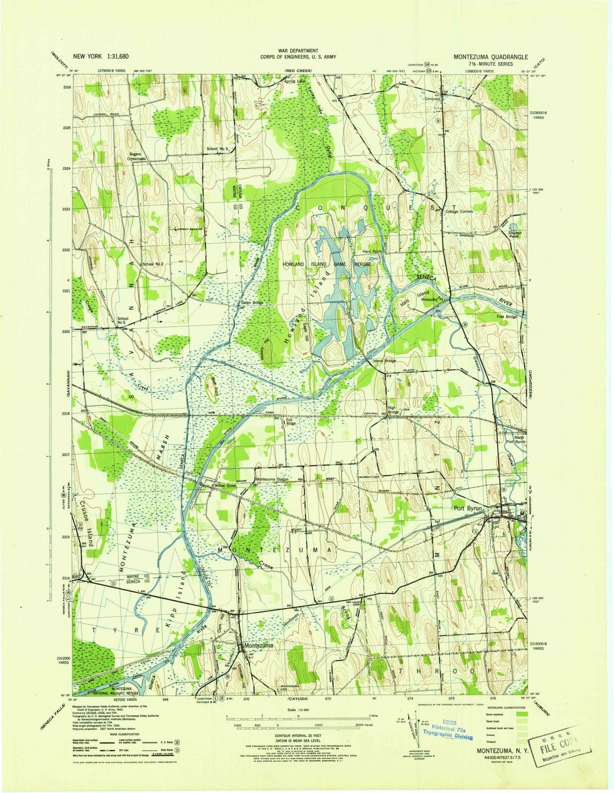1943 Montezuma, NY - New York - USGS Topographic Map