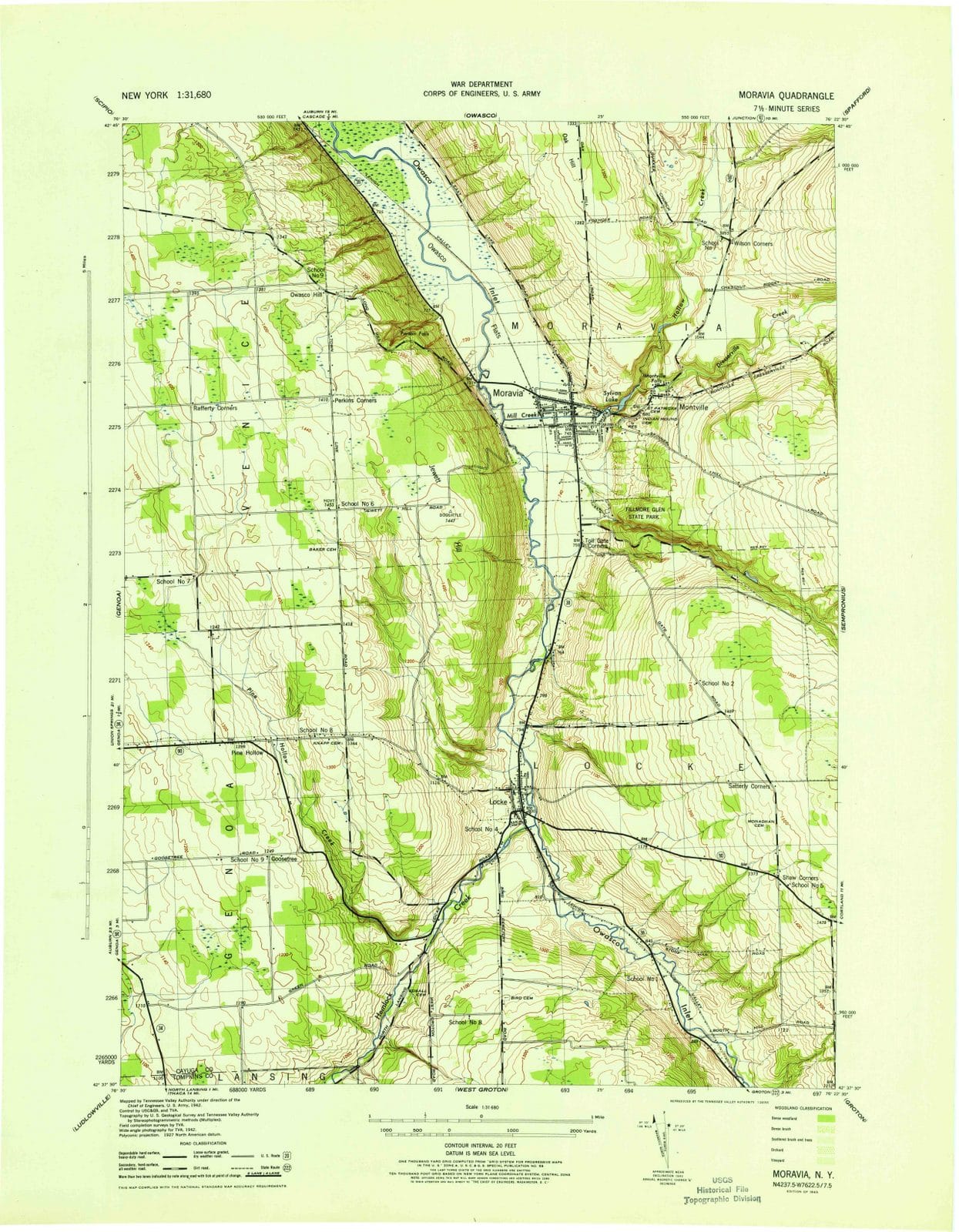 1943 Moravia, NY - New York - USGS Topographic Map v2
