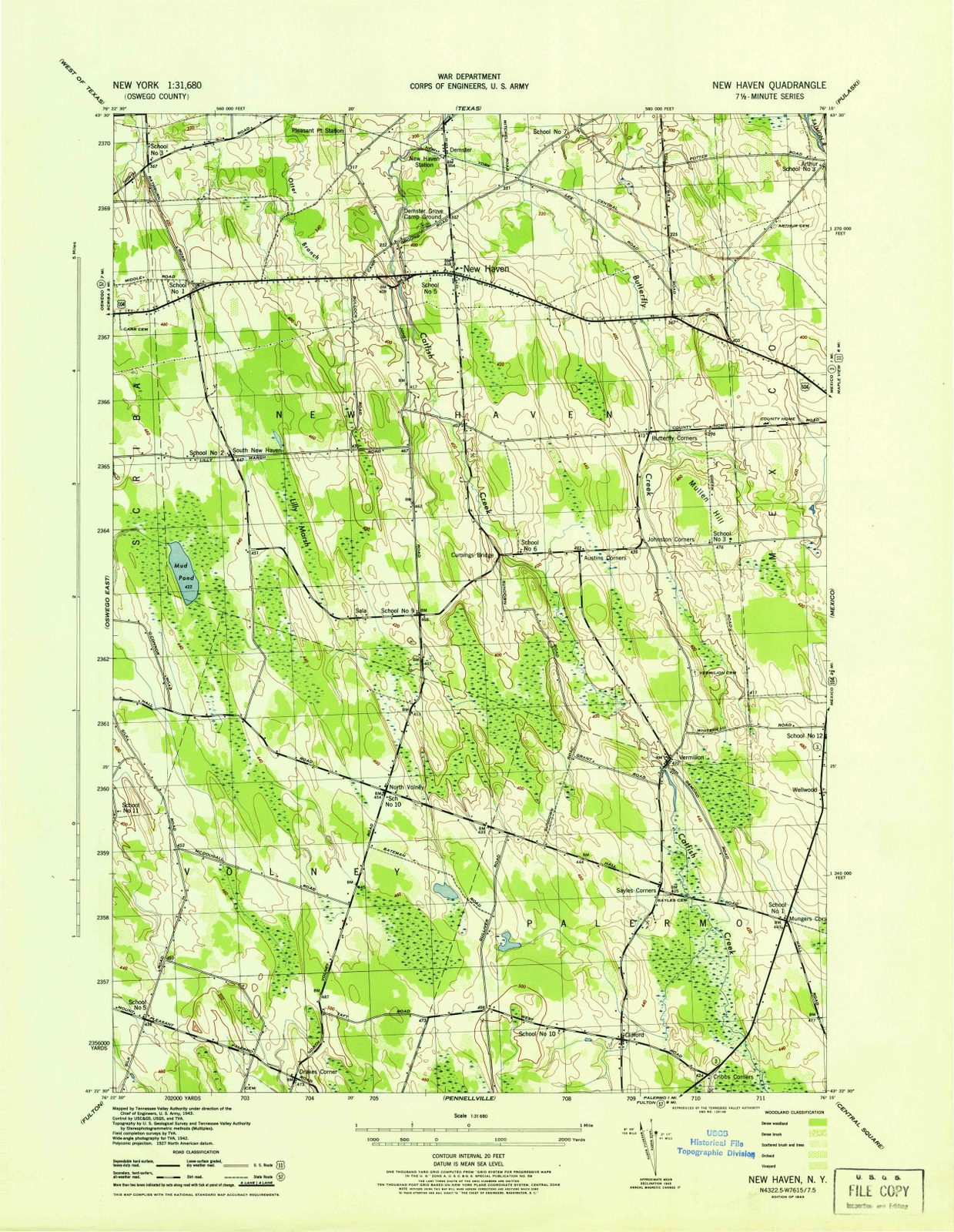 1943 New Haven, NY - New York - USGS Topographic Map