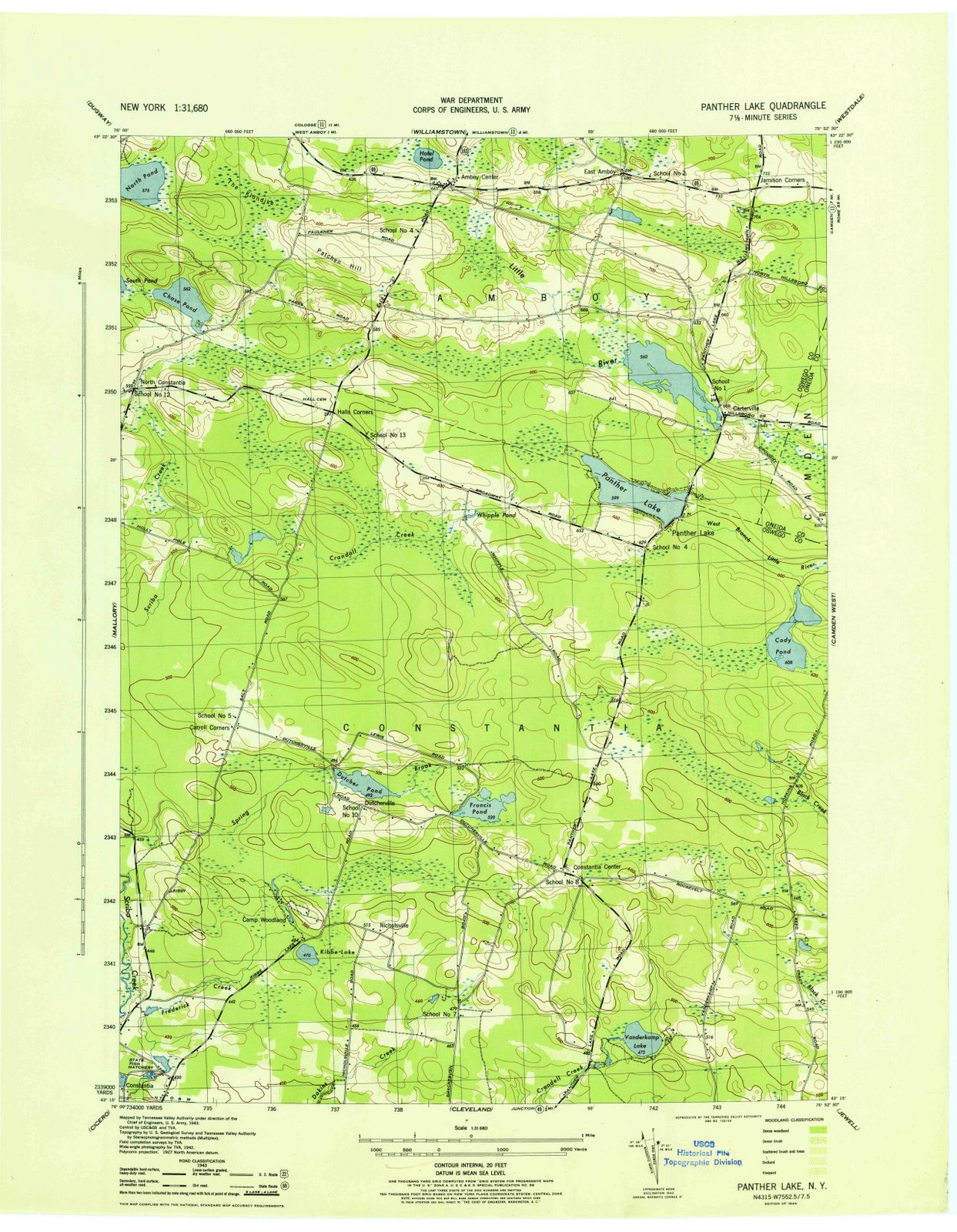1943 Panther Lake, NY - New York - USGS Topographic Map