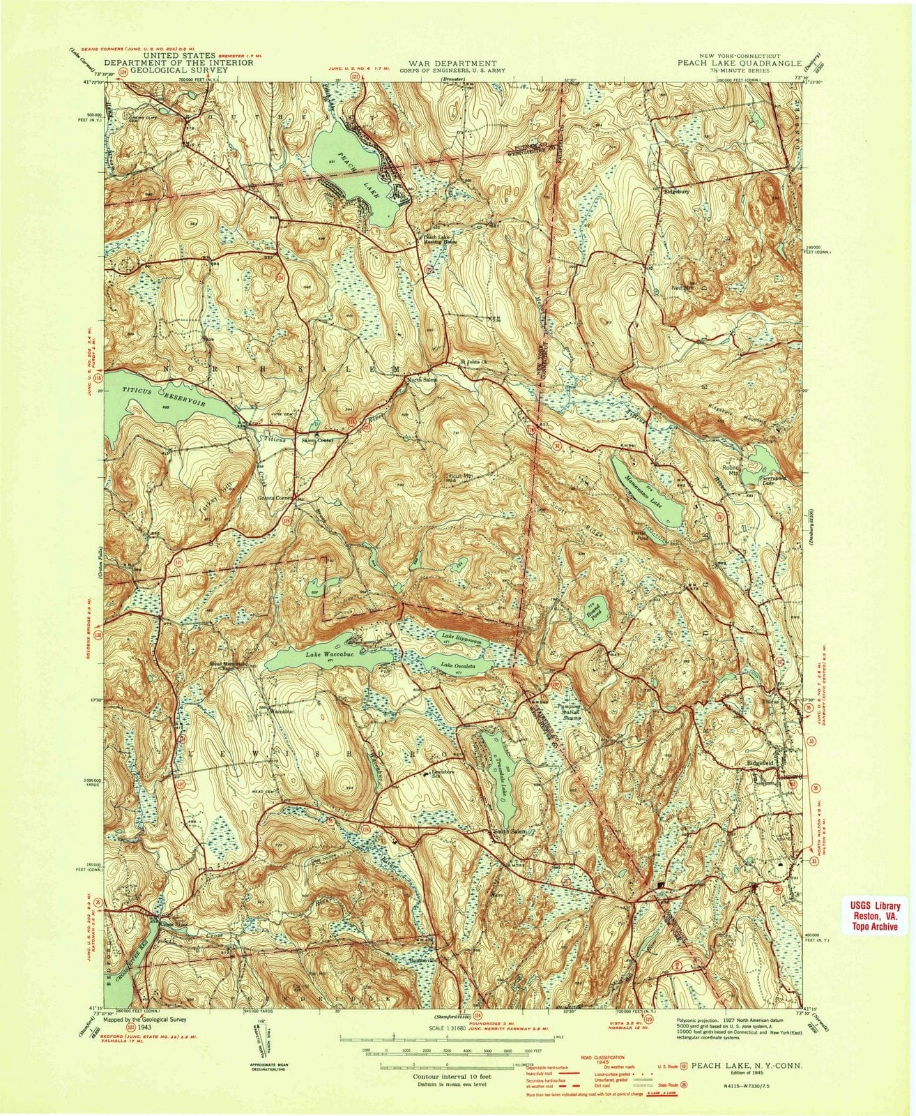 1945 Peach Lake, NY - New York - USGS Topographic Map v2
