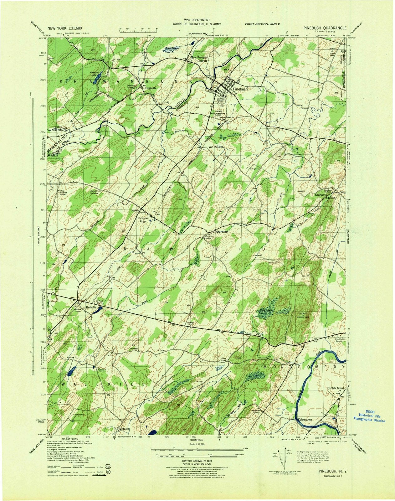 1943 Pinebush, NY - New York - USGS Topographic Map